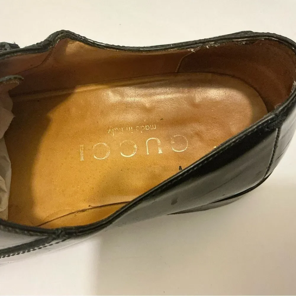 Gucci Black Leather Monk Strap Oxfords size 9 D